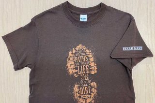 Tee shirt with boot print in middle