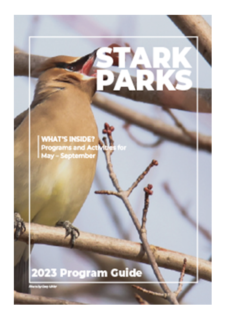 Cover of Program guide with Cedar Waxwing Bird on Branch