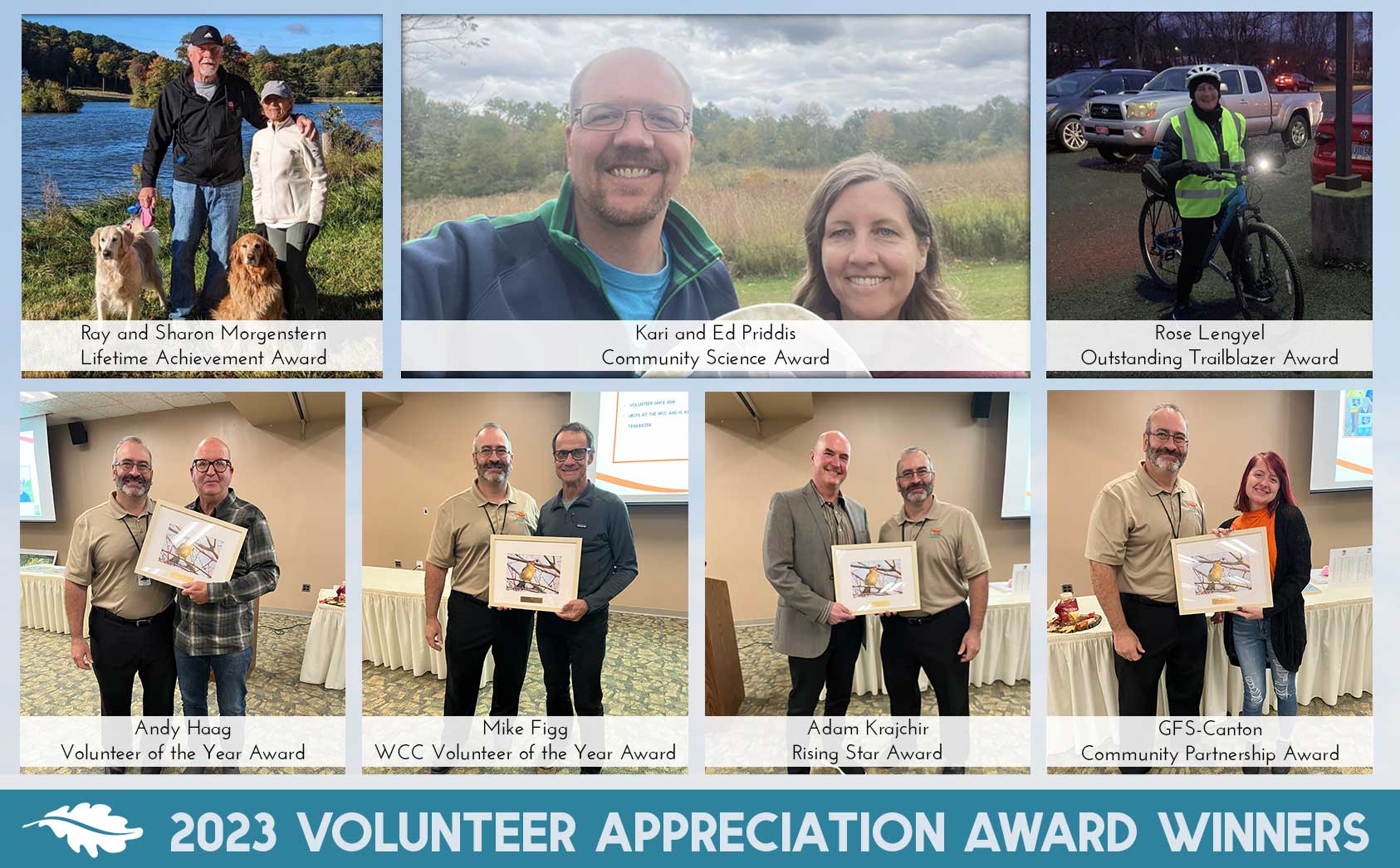 Volunteer pictures with awards or helping in parks
