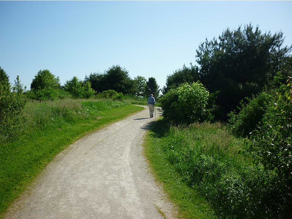 Hiker on limestone trail