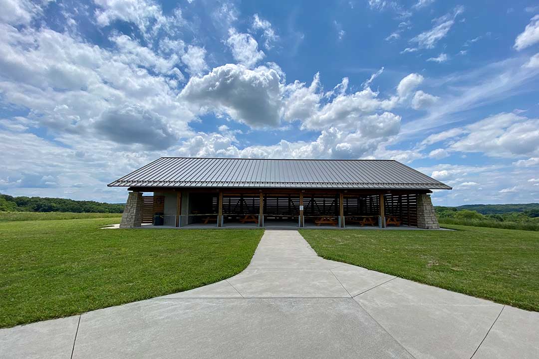 Fry Shelter with long sidewalk