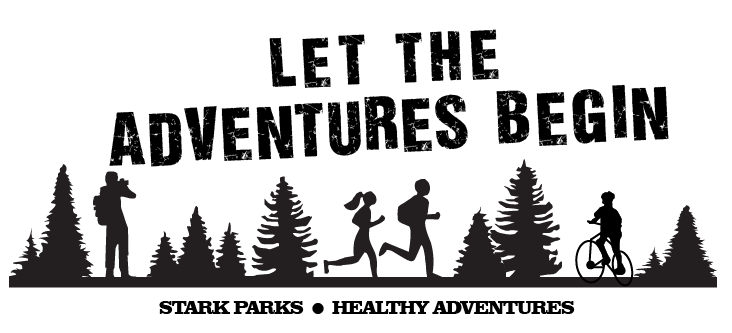 hiker, runners, and biker with trees around them
