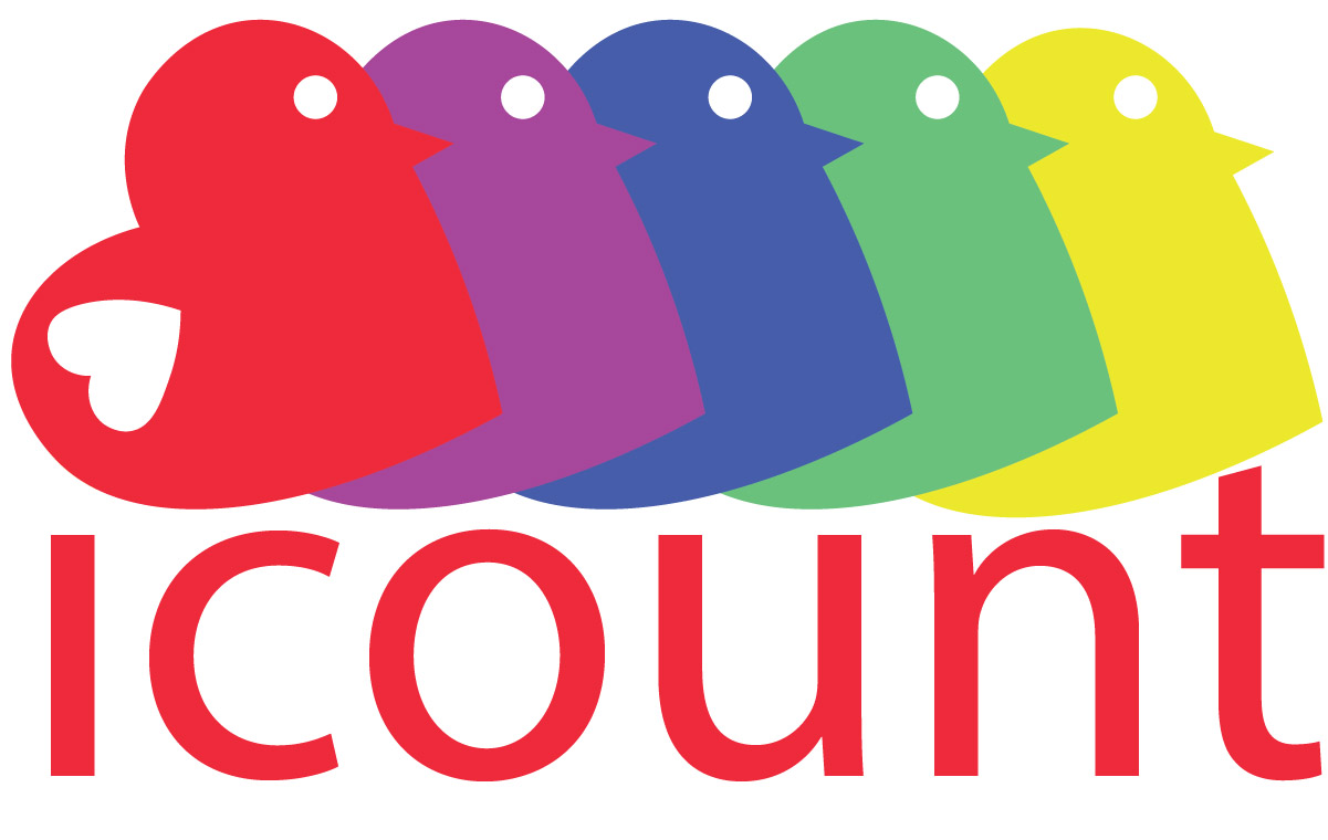 icount logo with text and birds