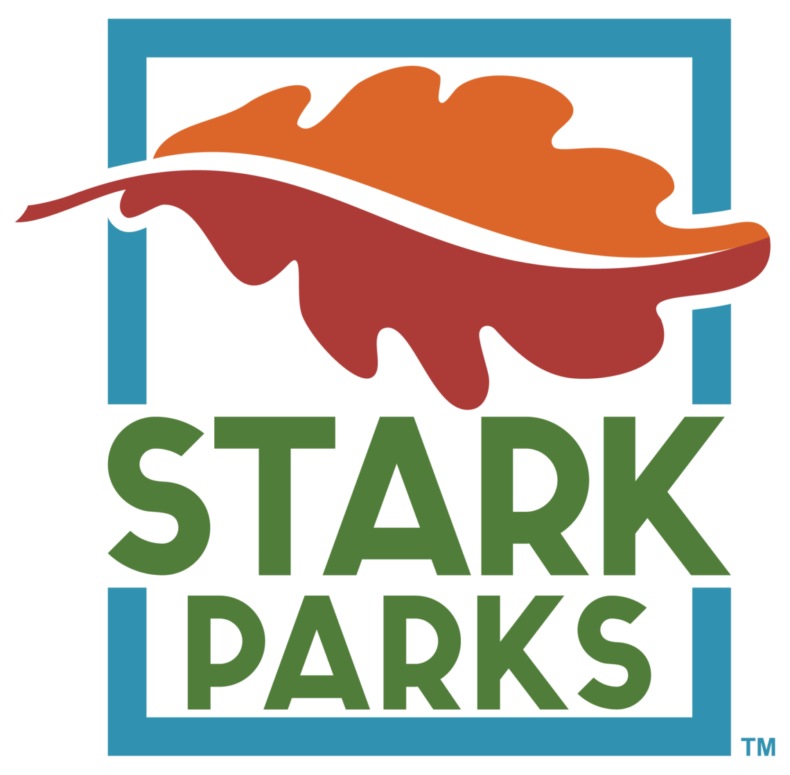 Stark Parks logo with leaf and border