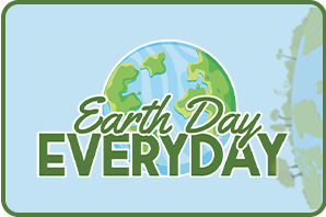 Earth globe in background with Earth Day text over top